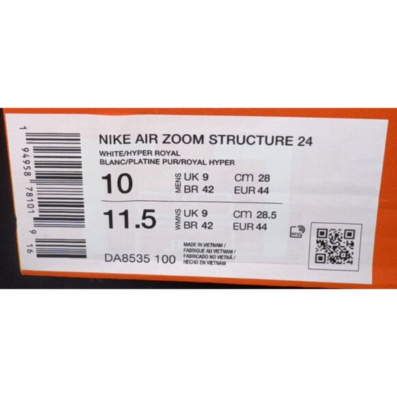 Nike Air Zoom Structure 24 Mens Athletic Running Shoes Size 10 White Blue - Picture 9 of 9